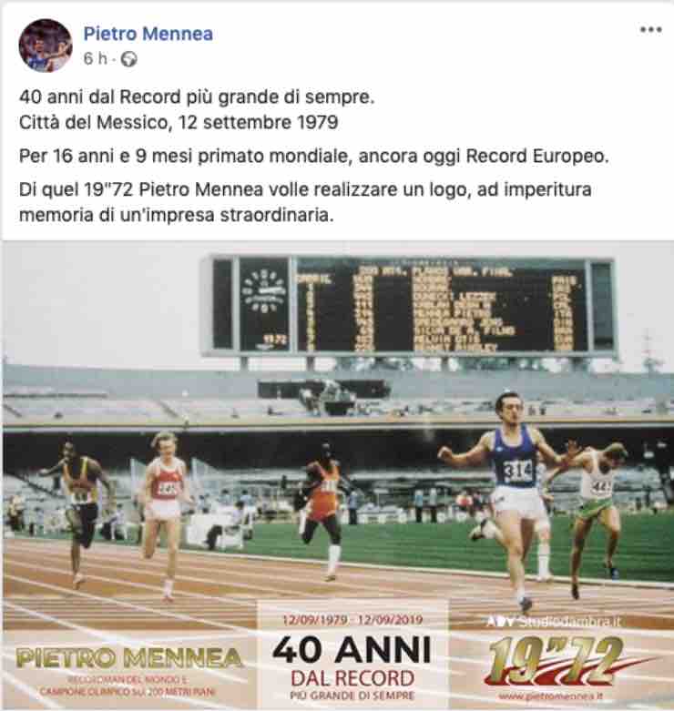 Pietro Mennea - 12 settembre 1979: 40 anni dal suo record sui 200m piani
