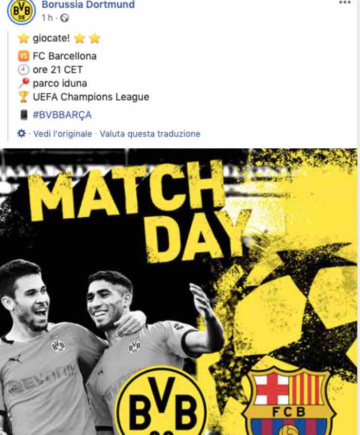 Borussia Dortmund vs Barcellona | Dove vederla | Probabili formazioni