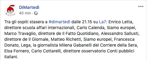 Anticipazioni | LA 7, DiMartedì | Ospiti e dove vederlo