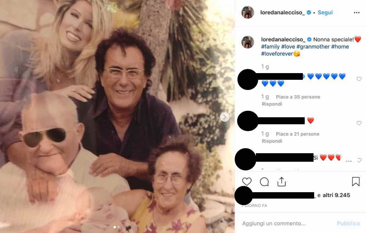 Loredana Lecciso saluta la mamma di Al Bano: ecco il post Instagram 