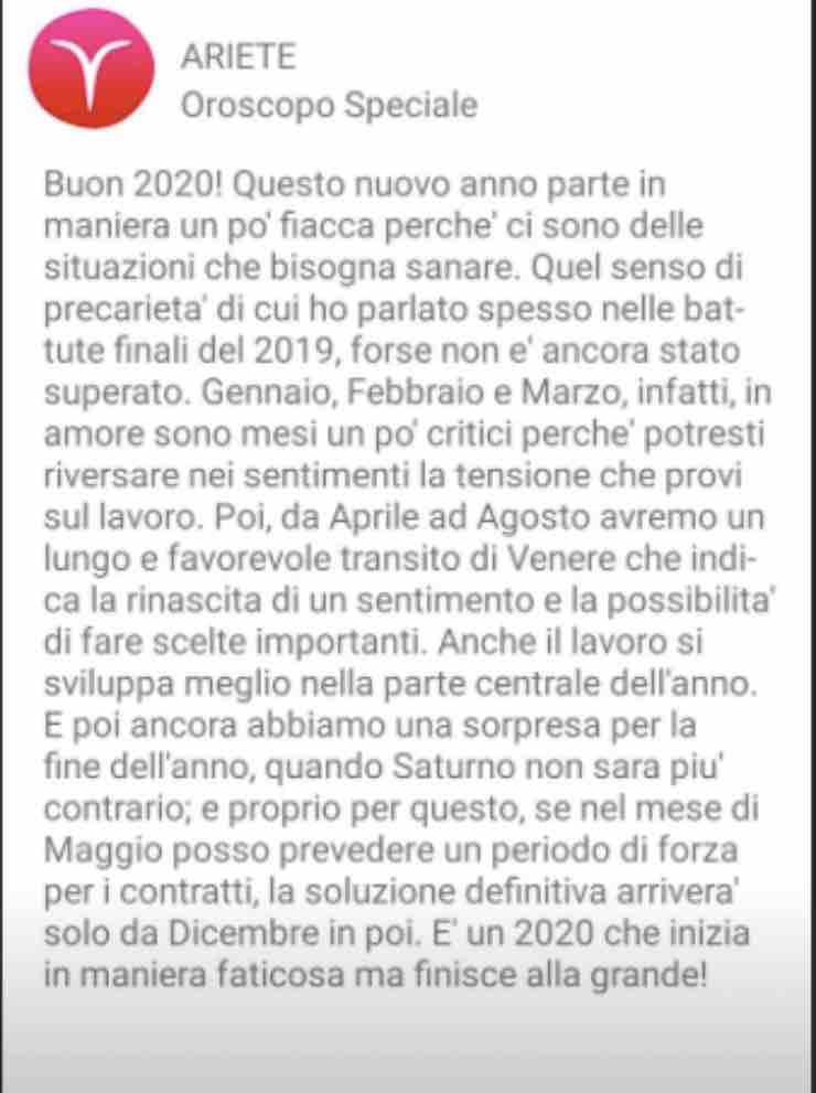 Oroscopo 2020 ariete