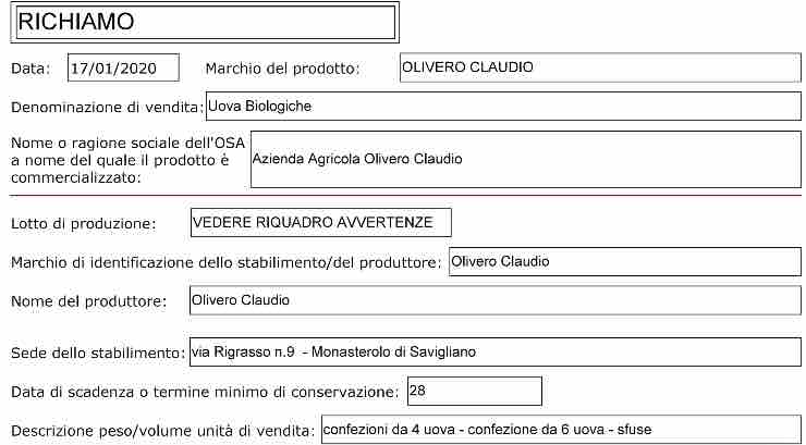 Richiami alimentari: allarme contaminazione per questa marca di uova