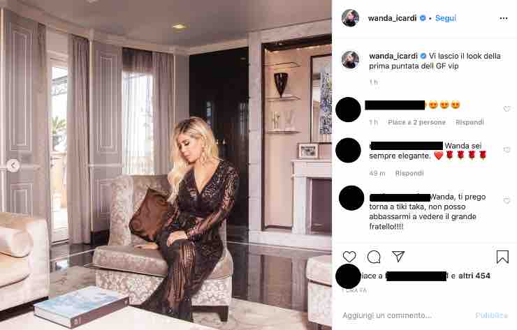 Wanda Nara bollente su Instagram: il vestito trasparente fa impazzire tutti