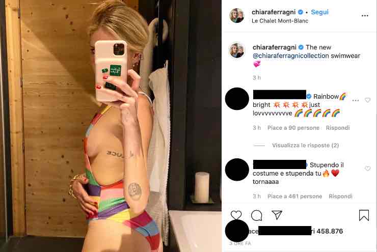 Chiara Ferragni esagera su Instagram: il costume è troppo stretto 