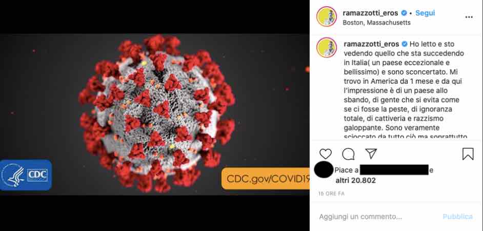 Eros Ramazzotti - Coronavirus, non le manda a dire: "Paese allo sbando"