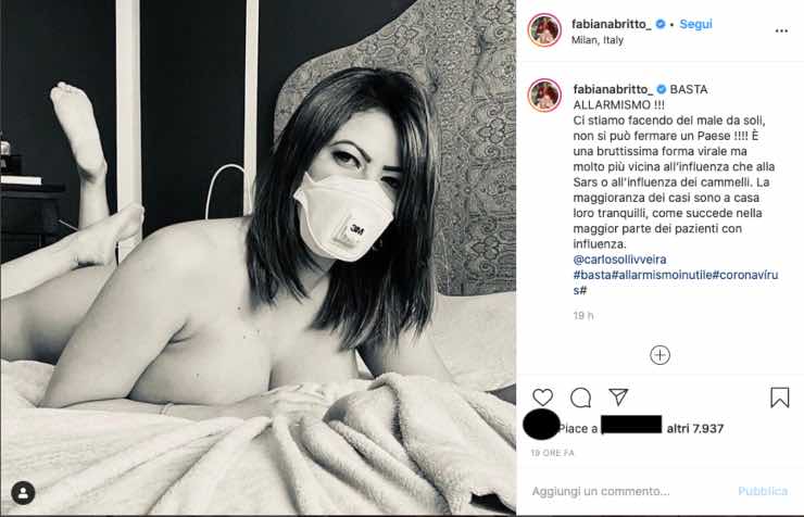 Fabiana Britto, no all'allarmismo - Coronavirus: il modo è provocatorio