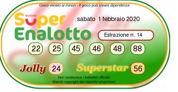 superenalotto 1 febbario 2020