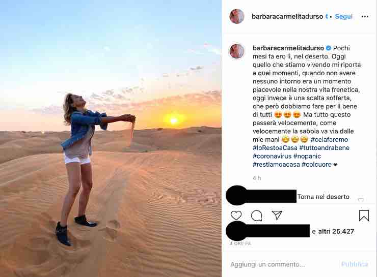 Coronavirus, Barbara D'Urso malinconica: il pensiero ai tempi andati