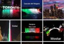 Tanti i paesi vicini all'Italia: il tricolore sui loro monumenti