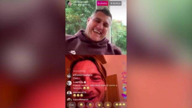 Diretta Instagram, la gaffe di Vieri con l'amico Totti