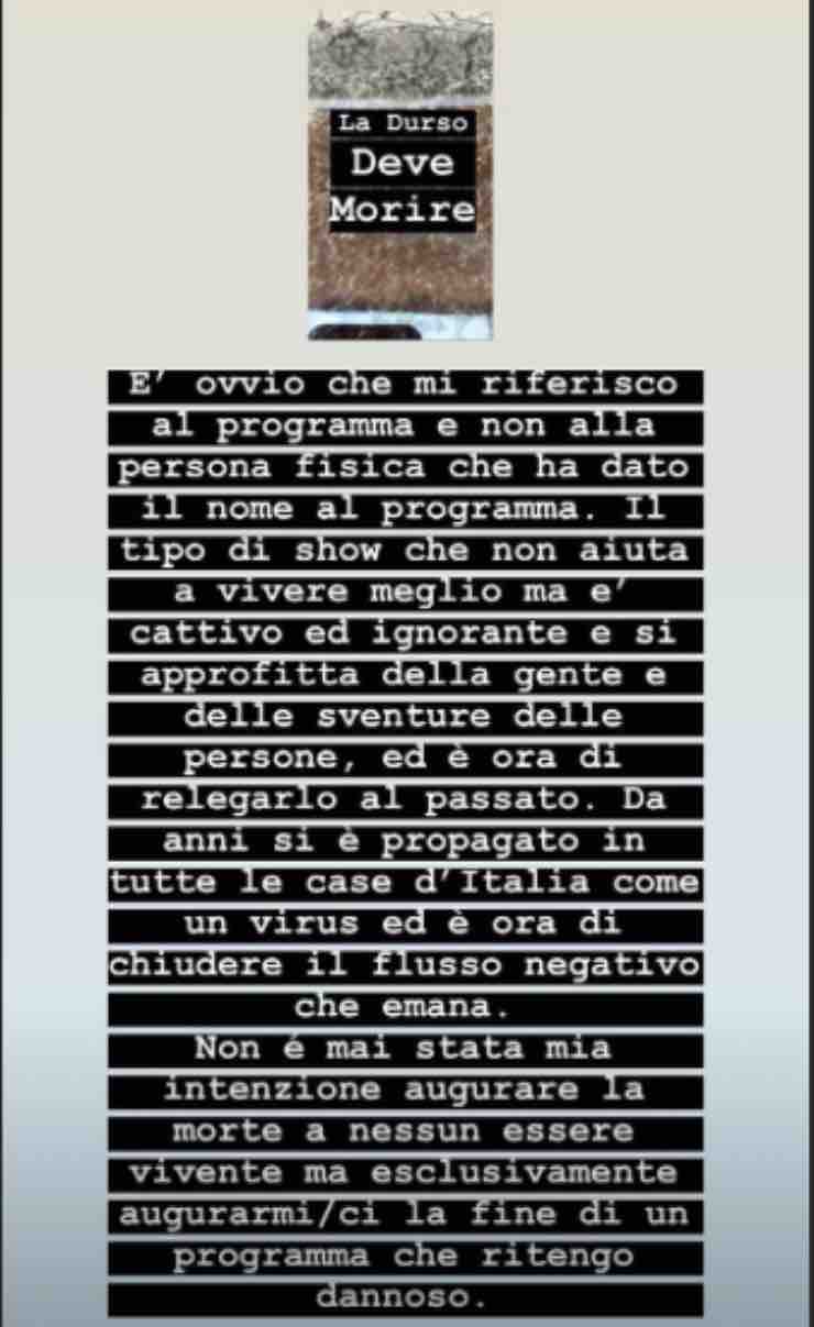 Yari Carrisi, accuse al programma della D'Urso: "Come un virus"