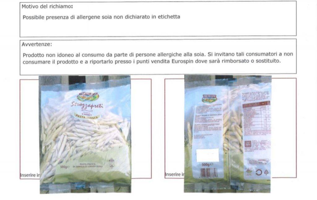 richiamo pasta fresca