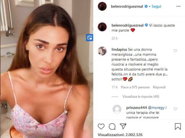 Belen Rodriguez video (fonte Instagram @belenrodriguezreal)