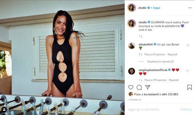 Elodie (fonte Instagram @elodie)