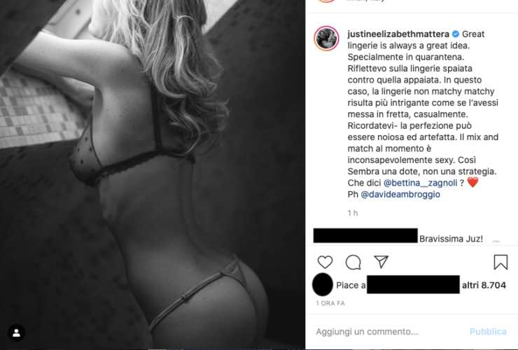 Justine Mattera, lingerie da capogiro: sì al sexy, no alla noia