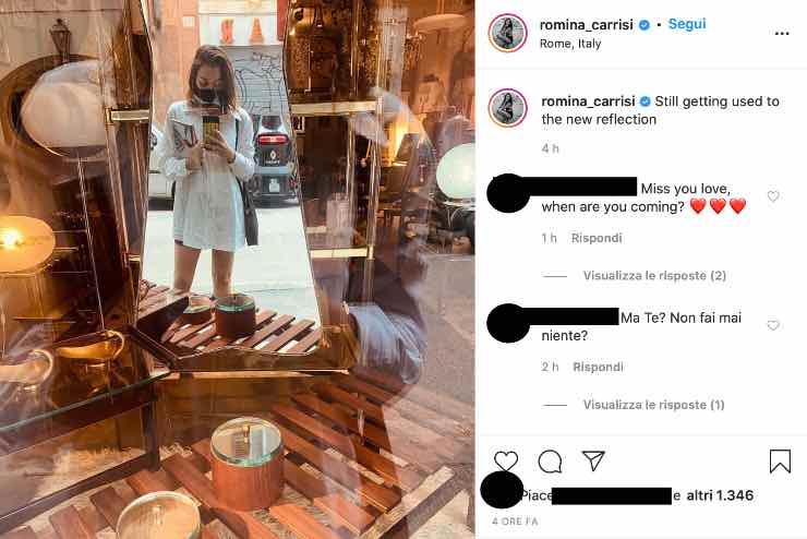 Romina Carrisi accusata: lancia un bacio ma non le manda a dire