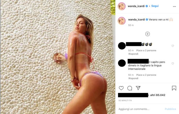 Wanda Nara sexy sotto la doccia, l'impazienza si fa sentire