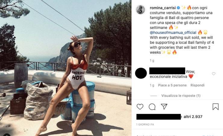 Romina Carrisi costume da "schianto": la scelta colpisce i fan
