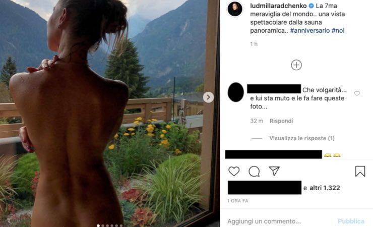 Ludmilla Radchenko sauna senza veli: "Adamo ed Eva muti"