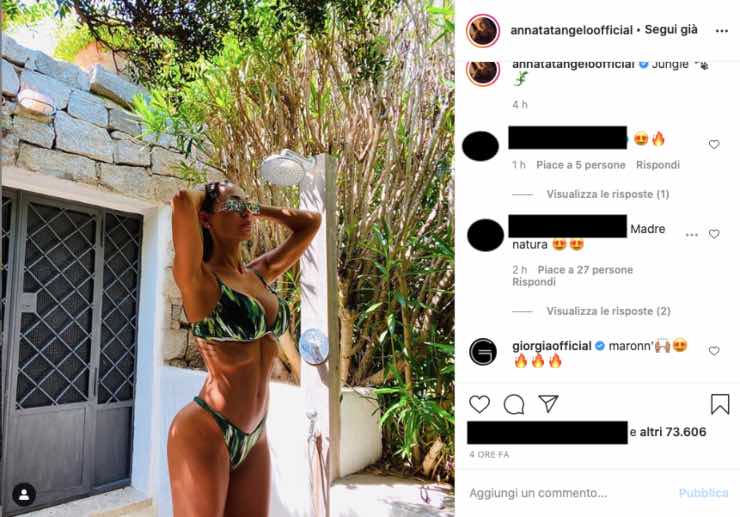 Anna Tatangelo doccia nella "giungla": spunta il commento della star
