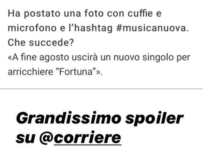 Story di Emma Marrone (fonte Instagram @real_brown)
