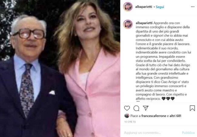 Alba Parietti e Arrigo Levi (fonte Instagram @albaparietti)