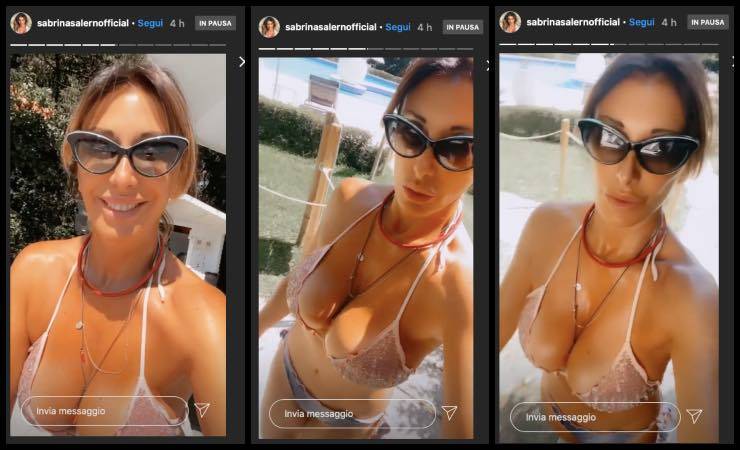 Sabrina Salerno boom bikini: a spasso, 'accompagna' i fan