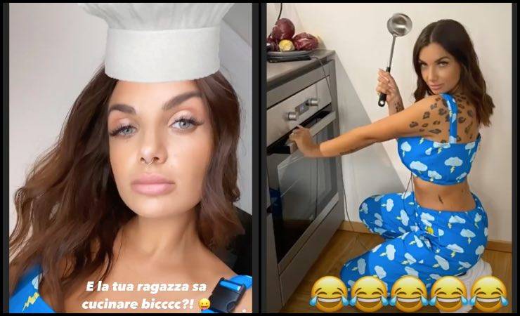 Elettra Lamborghini sexy in cucina, ma non tutto va per il meglio