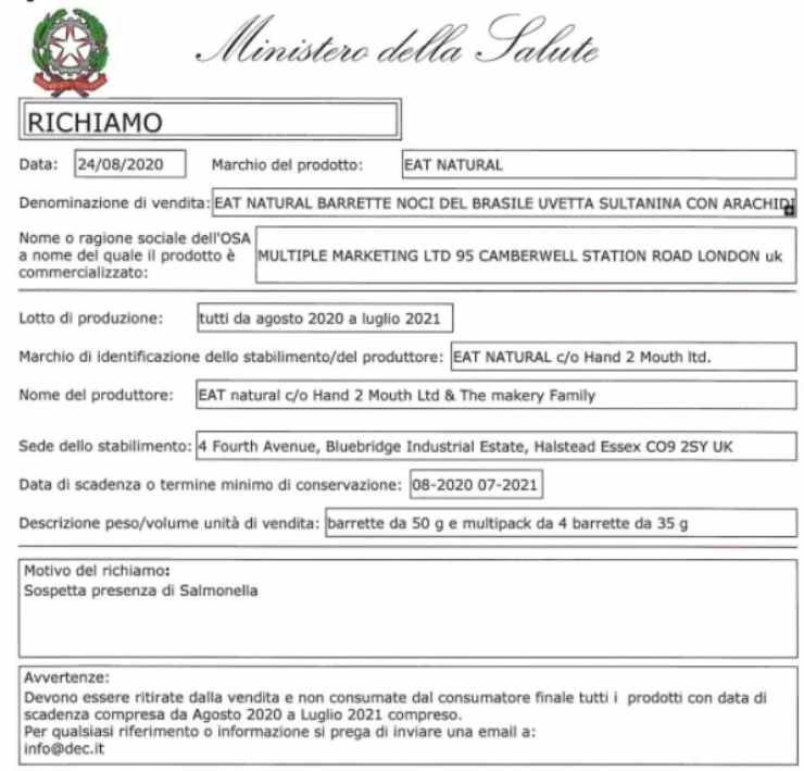 Richiami alimentari 