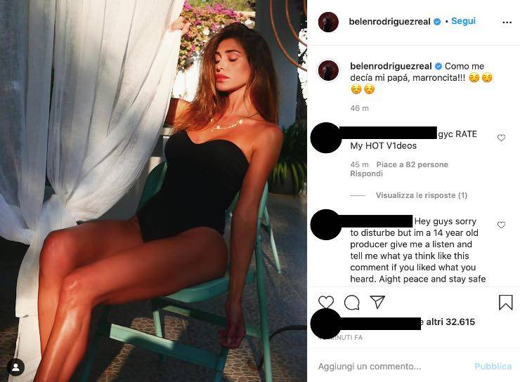Belen Rodriguez hot in total black: "Sei imbronciata perché?"