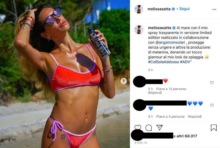 Melissa Satta abbronzatissima e super bikini: ovazione dei fan
