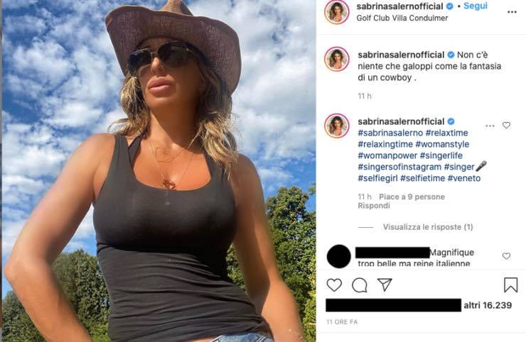 Sabrina Salerno sexy cowgirl: "bang bang", colpisce la fantasia dei fan