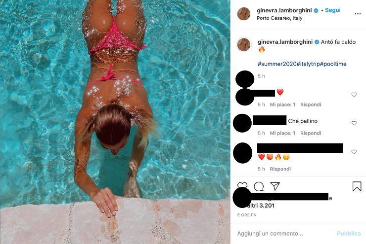 Ginevra Lamborghini, il lato b è da urlo: "Incantevole meraviglia"