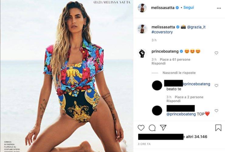 Melissa Satta costume super sgambato, i fan: "Beato te" Boateng