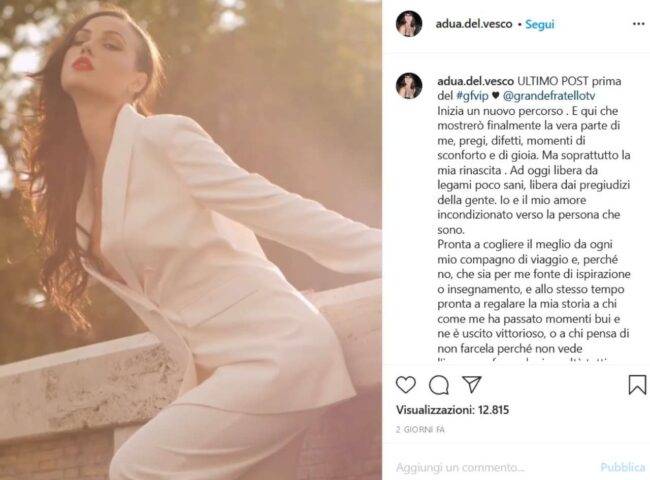 Adua del Vesco (fonte Instagram @aduadelvesco) 