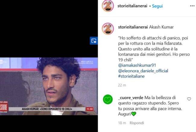 Akash Kumar in Storie italiane (fonte Instagram @storieitalianerai)