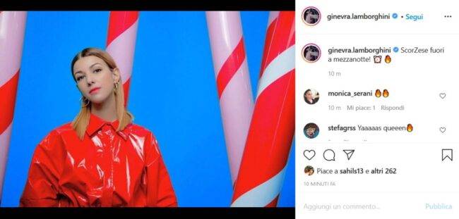 Ginevra Lamborghini primo singolo (fonte Instagram @ginevralamborghini)