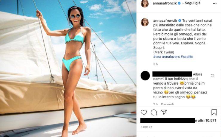 Anna Safroncik bikini e fascino a gonfie vele: "sogno irraggiungibile"
