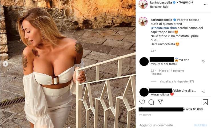 Karina Cascella scollatura da urlo ma la foto divide: "Non ti dona"