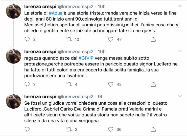 Lorenzo Crespi, la rivelazione su Adua Del Vesco: "Proteggetela"