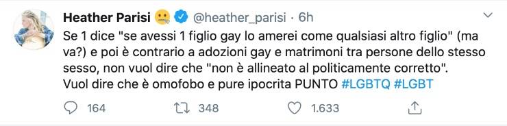 Heather Parisi affonda il colpo e si scaglia contro la Cuccarini: "Omofoba"