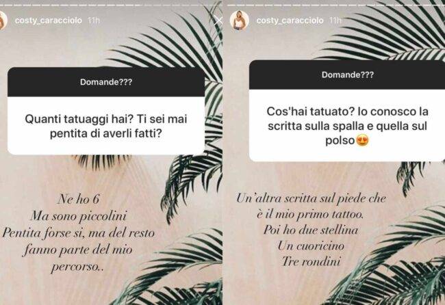 Story di Costanza Caracciolo (fonte Instagram @costy_caracciolo)