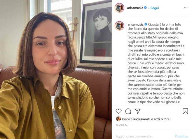 Arisa (fonte Instagram @arisamusic)