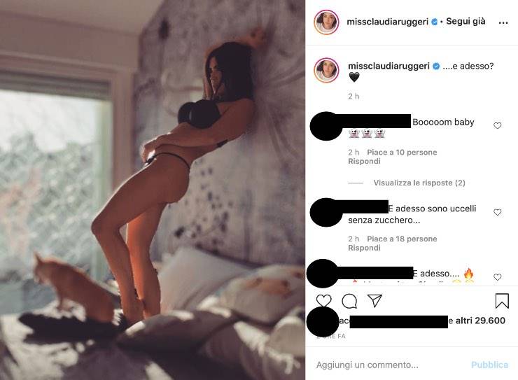 Claudia Ruggeri sexy intimo nero: forme esplosive per la Bonas