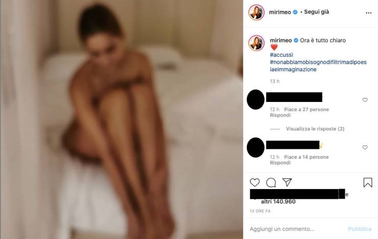 Miriam Leone a letto, il vedo non vedo provoca: fan 'nella trappola'
