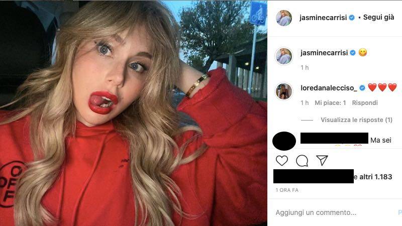 Jasmine Carrisi in rosso all'assalto dei fan: che novità per lei