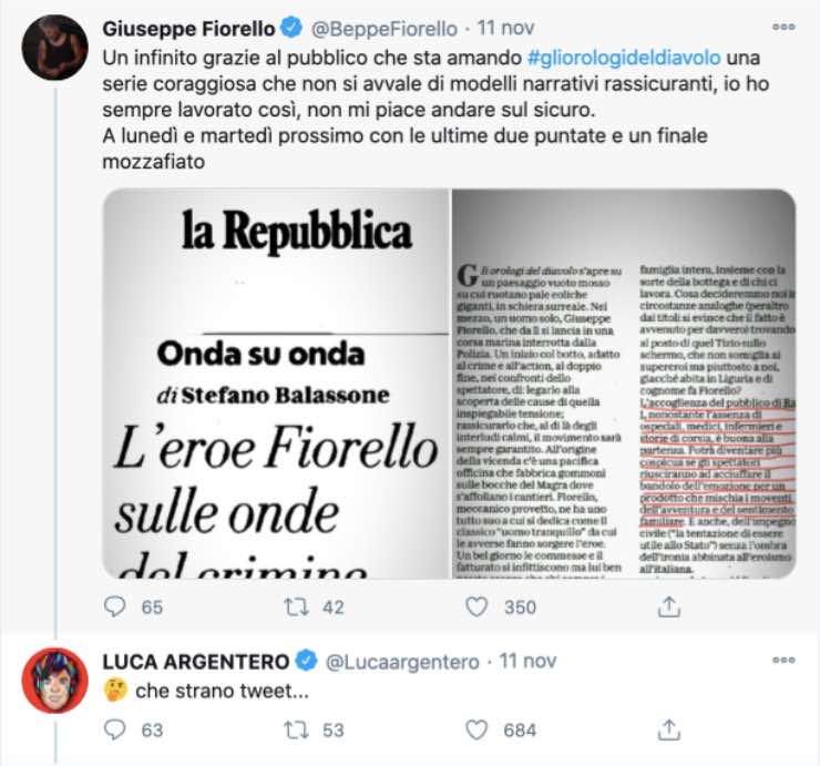 Luca Argentero VS Beppe Fiorello, 'doc' non ci sta: "che strano..."