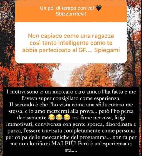 Story di Valentina Vignali (fonte Instagram @valentinavignali)