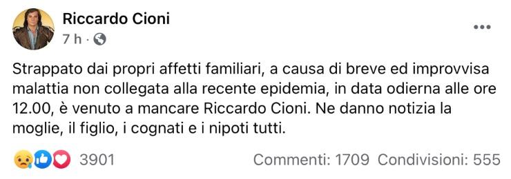 Leonardo Pieraccioni, il commovente addio alla leggenda della musica