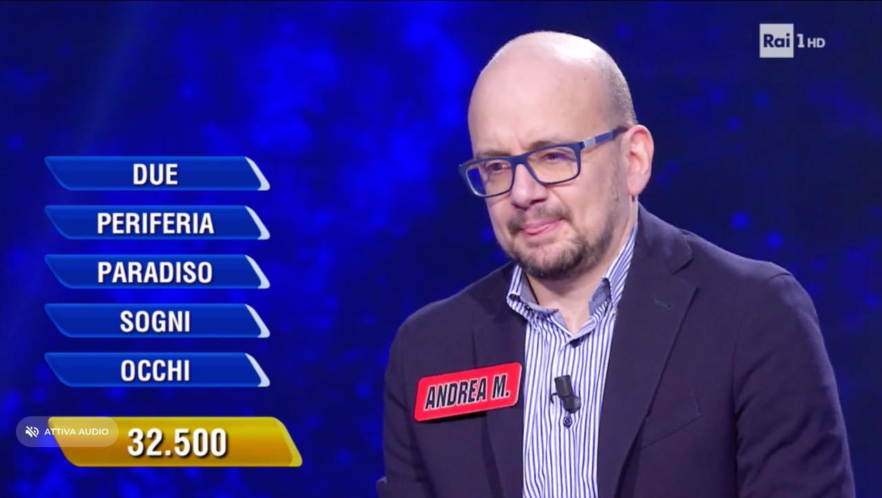 L'Eredità, Andrea vola e sfiora il 'paradiso': ma cade sul più bello